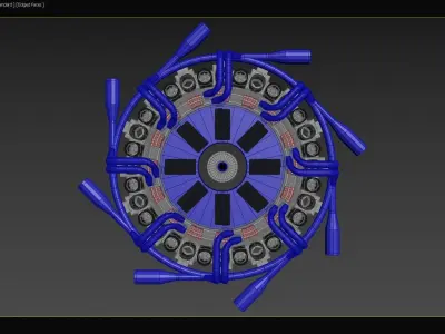  Inverted STEAM Motor - Generator - Octuple Turbine - Concept 3D print model