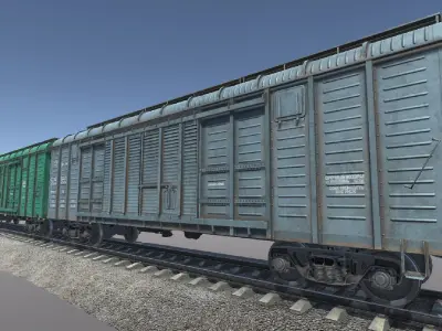  Freight Car 11-217 Low-poly 3D model