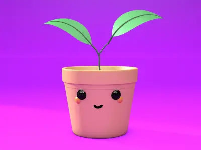 Cute Pot Plant 3D model