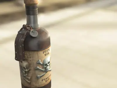 Pirate Rum Bottle Low-poly 3D model