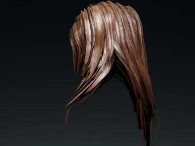  Female Hair Low-poly 3D model