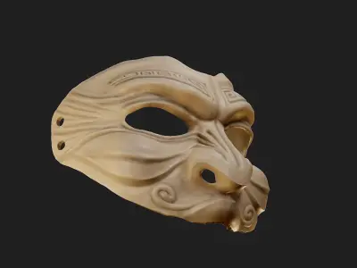 Oni Mask 13 Ethnic Demon Half Face 3D print model