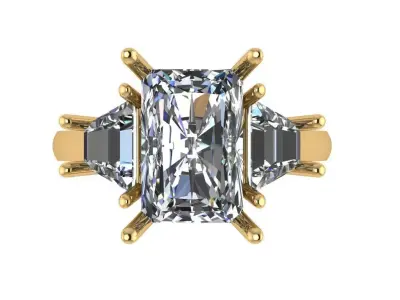 emerald trinity solitaire ring  3D print model