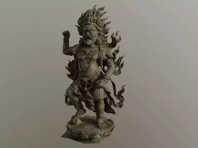 Guardian Deity Stone Statue 3D model
