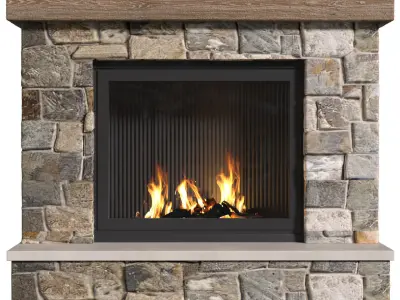 Rustic Fireplace Mantel stone Country style  3D model