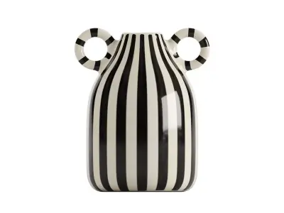 Vase with black and white stripes 3D model