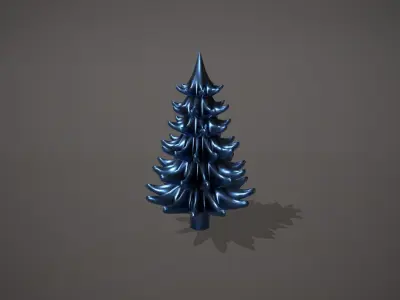 Blue Metal Christmas Tree Ornament Low-poly 3D model