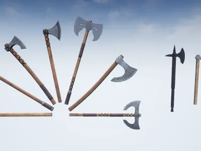 Weapons Series - Axes - Mini Pack Low-poly 3D model