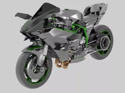 Kawasaki Ninja H2R - Supersport Racing Motorcycle 3D model