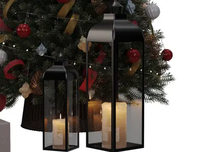 Christmas tree with decor Low-poly 3D model