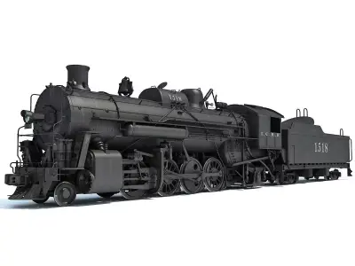 Black Steam Locomotive 3D model