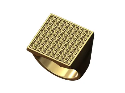 Chunky diamond square statement ring US size 9 3D print model