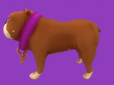 Stylized Brown English Bulldog for Games and Animation Low-poly 3D model