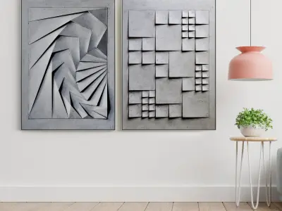 Plaster Two Photo Frame E-14 Low-poly 3D model