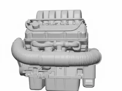 Twin-Turbo V8 Engine Low-poly 3D model