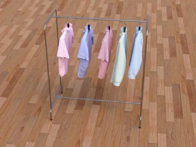 Textured Hanged shirts Rack 3D model