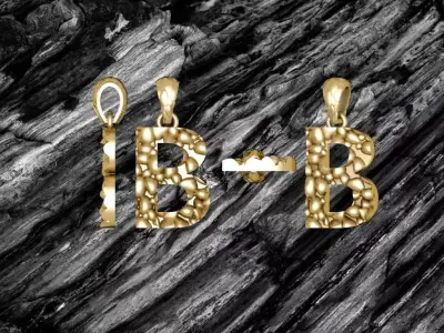 B LETTER Alphabet ROCKS PENDANT 3D print model 3D print model