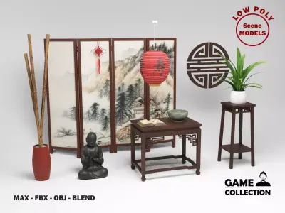 Chinese Props Low-poly 3D model