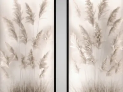 Vertical garden Of Dry Palm Leaves And Pampas Grass 3D model