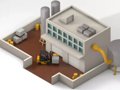 Garage factory Low-poly 3D model