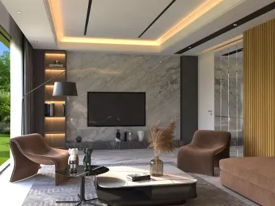 Modern Luxury Living Room Interior Design  3ds Max  V-Ray 3D model