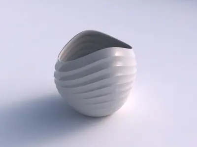 Bowl compressed 3 with curved horizontal sections 3D print model