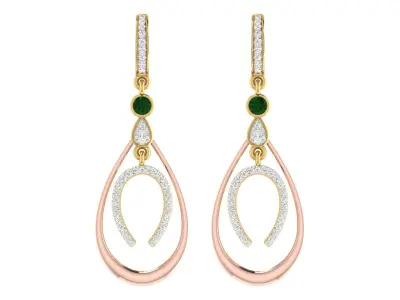 Solitaire Women Drop Earring 3dm STL OBJ FBX Render Details 3D print model 3