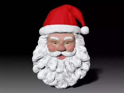 Santa Claus head wall decor Christmas 3D print model