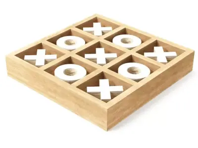 350 Rustic Mango Wood and Aluminum Tic Tac Toe Decorative Box 3D model