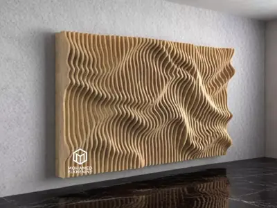 Parametric Wavy Wooden Wall Decor 27- wood cutting machines  3D model