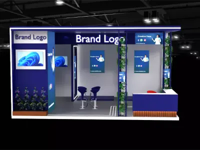 2 Side Open Modern Exhibition Stall Design for Brand Showcases 3D model