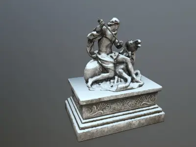 Neptune Statue Low-poly 3D model