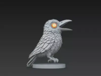 Gray Crow 3D Model Realistic Halloween Horror Bird 3D print model