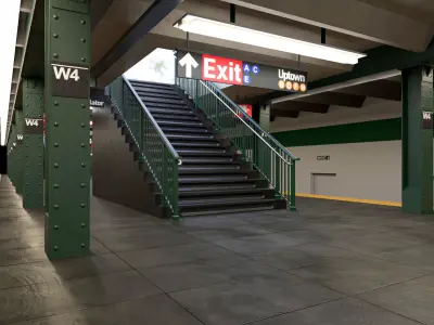 NYC Subway Station PBR 01 Low-poly 3D model