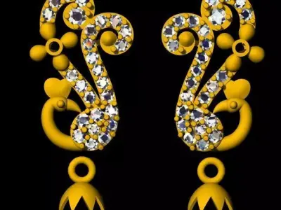 Peacock Earring 3dm file  3D print model