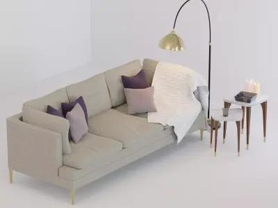 Sofa Set and lamp 3D model