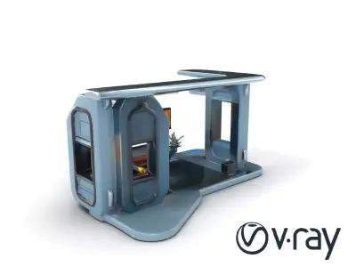 Futuristic Park Pavilion with LED Lighting model pack Low-poly 3D model