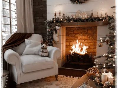 Christmas Home - Cozy Nook Blender Scene 3D model