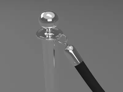 Barriers 3 metal barrier with rope 3D model