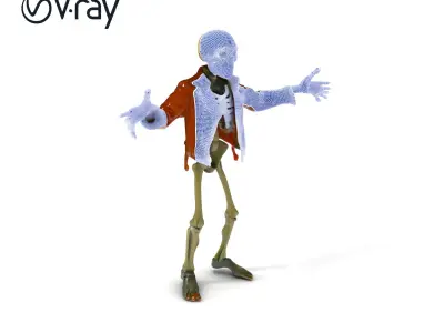 Stylish Skeleton Character in Leather Jacket for Games and An... Low-poly 3D model