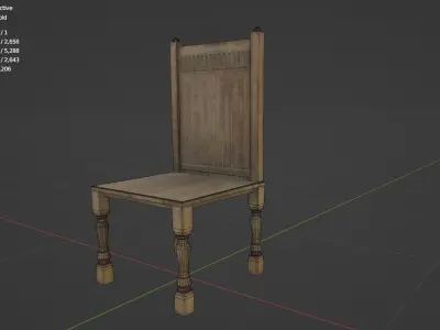 Chair wooden Low-poly 3D model