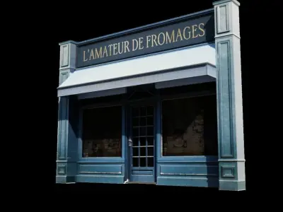 Paris Old Shop Facade-1 Low-poly 3D model