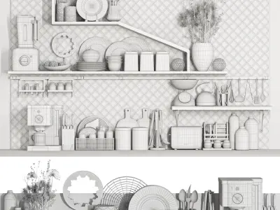 kitchen accessories Low-poly 3D model