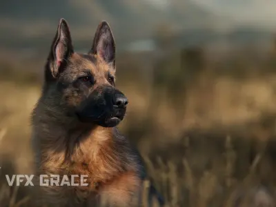 German Shepherd Animated 3D model