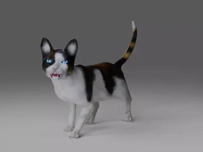 Calico Cat rigged and animated  Low-poly 3D model