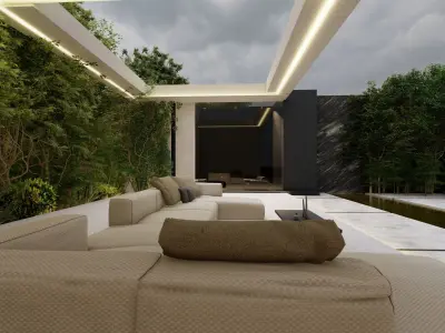 Modern Minimalist Outdoor Lounge Scene  3D model
