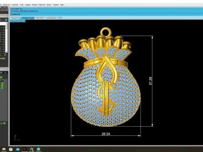 Luxury Money Bag Dollar Pendant for Jewelry 3D Model 3920 3D print model