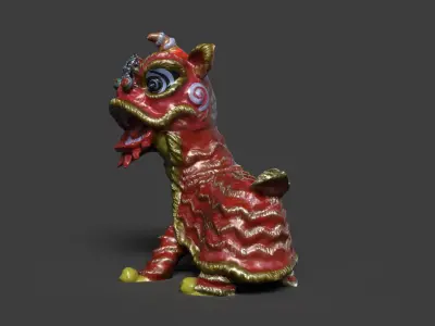 Chinese lion dance figure  Low-poly 3D model