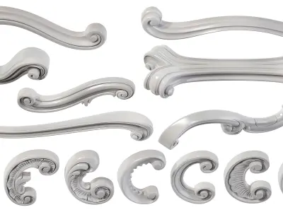Collection of 25 swirl carved elements Part1 3D model