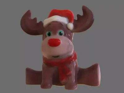 Reindeer wearing santa hat 3D print model